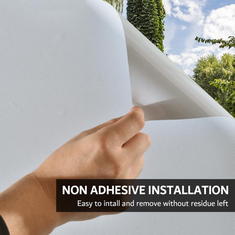 FEOMOS White Total Blackout Window Film, Static Cling Blackout Window Clings, 100% Light Blocking Film, Room Darkening Window Cover for Privacy Day Sleep Sun Blocking 35.4x78.7 inches - Image 5